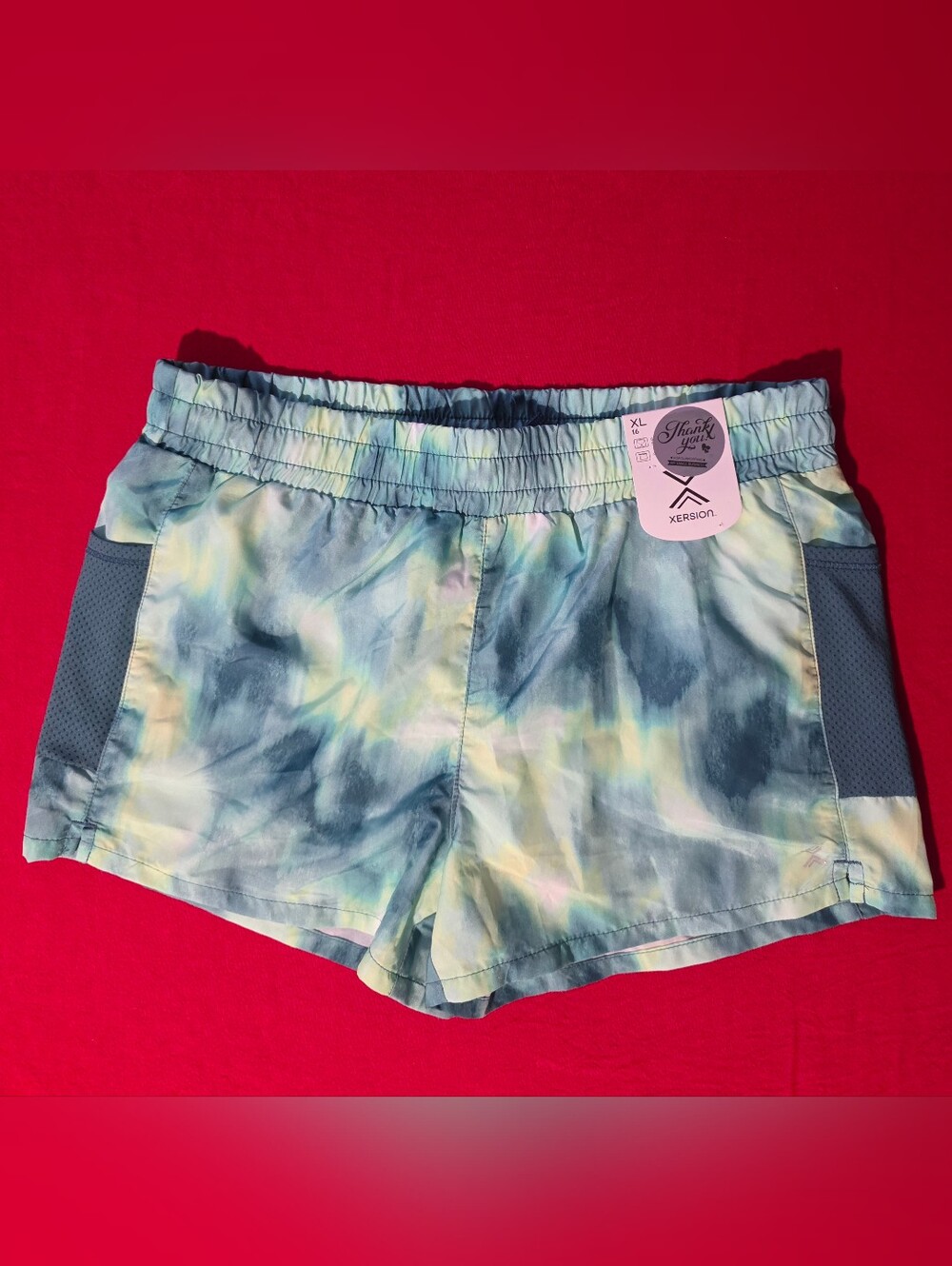 Xersion Girls' Blue Green Tie-Dye Active Shorts